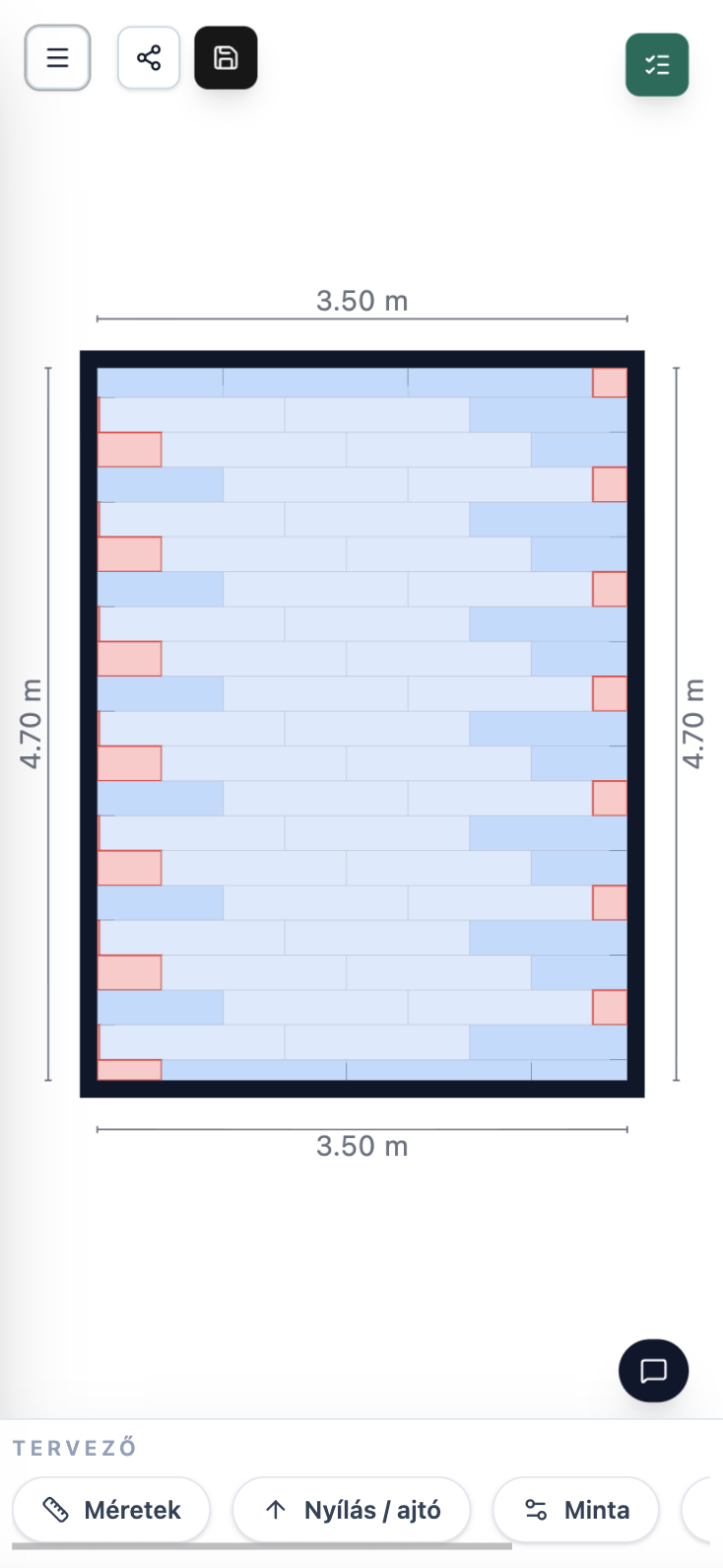 Mozaik tervező mobil nézet